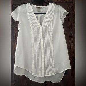 H&M White Pleated Blouse Size 8